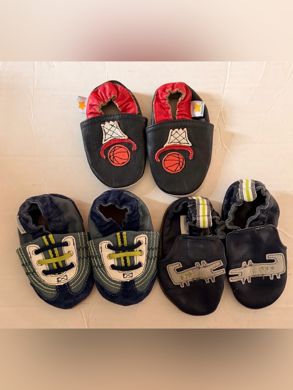 Robeez & Mini Star Soft Leather Baby Shoe Bundle | 0–6 Months | 3 Pairs